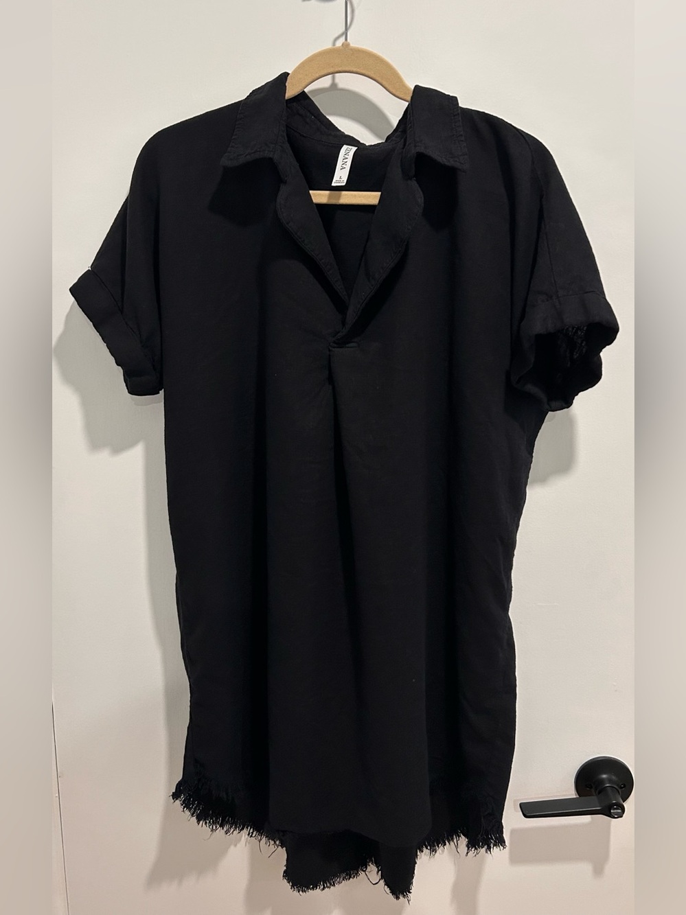 Zenana Outfitters Black Dress with Frayed Hem